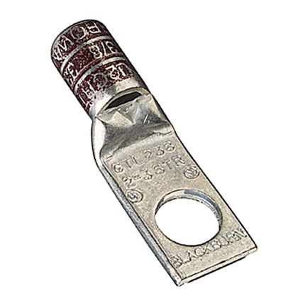 Color-Keyed CTL2-14 1-Hole Compression Lug, 2 AWG Flexible/Stranded Copper Conductor, 1/4 in Stud, Copper